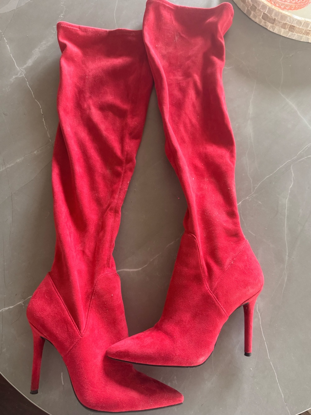 Jessica Simpson Red over knee heel boots